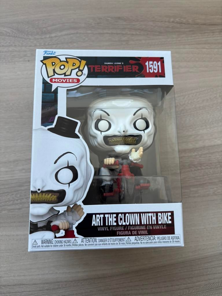 Funko Pop ! Films #1591 Art the Clown avec Bike Terrifier, Collections, Jouets miniatures, Comme neuf, Enlèvement ou Envoi