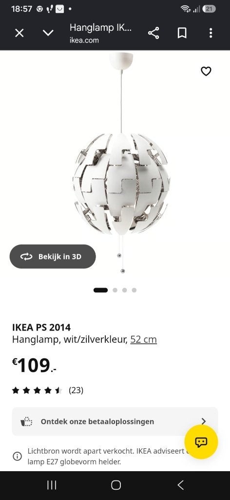 IKEA. GRORE BOL HANGLAMP.  50EURO, Kleding | Heren, Ophalen of Verzenden