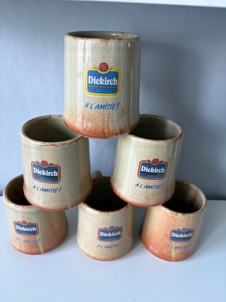 6 chopes DIEKIRCH en grès, Collections, Marques de bière, Enlèvement ou Envoi, Comme neuf, Chope(s)