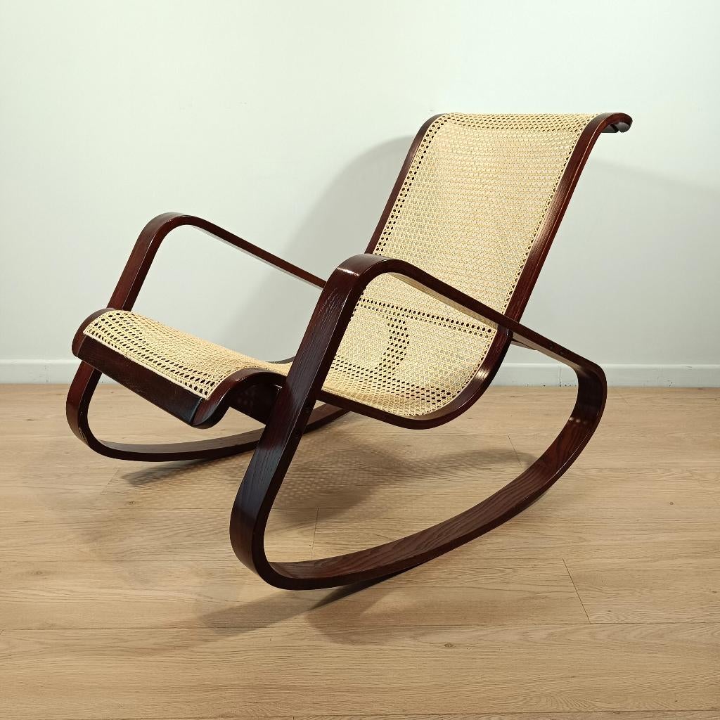 Fauteuil à bascule vintage Dondolo Crassevig, Maison & Meubles, Chaises, Enlèvement, Utilisé, Bois