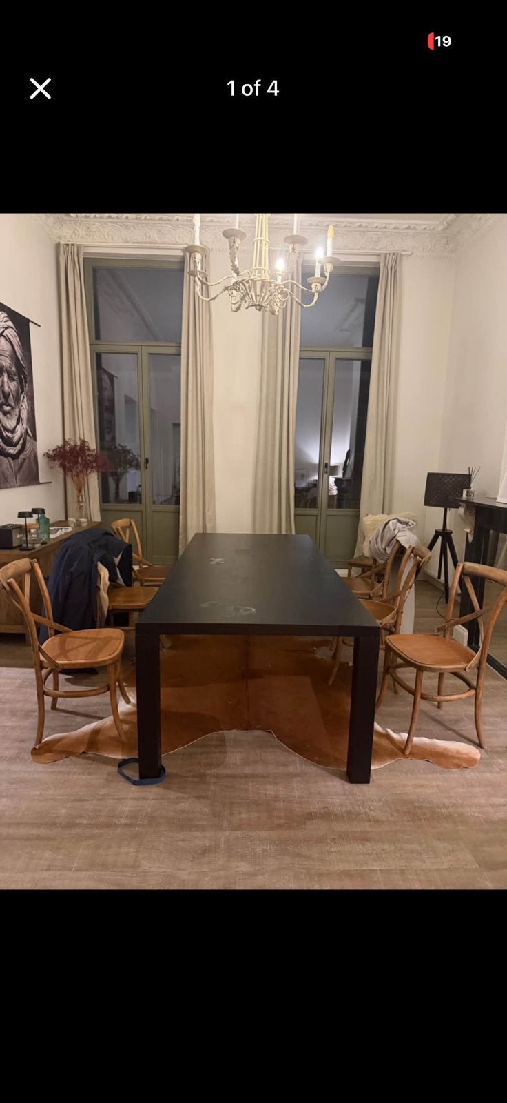 Massief eiken zwarte tafel 105x240cm, Ophalen