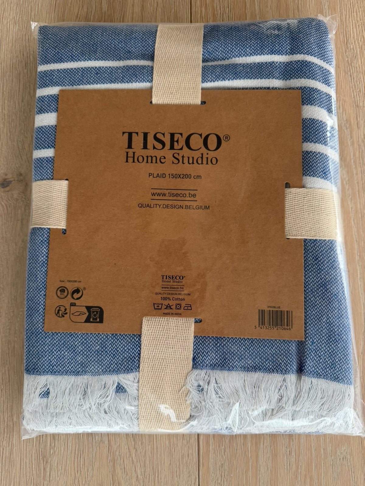 NIEUW! Plaid SOLENE 150x200cm - blauw, Katoen, 200 cm, Plaid, Blauw