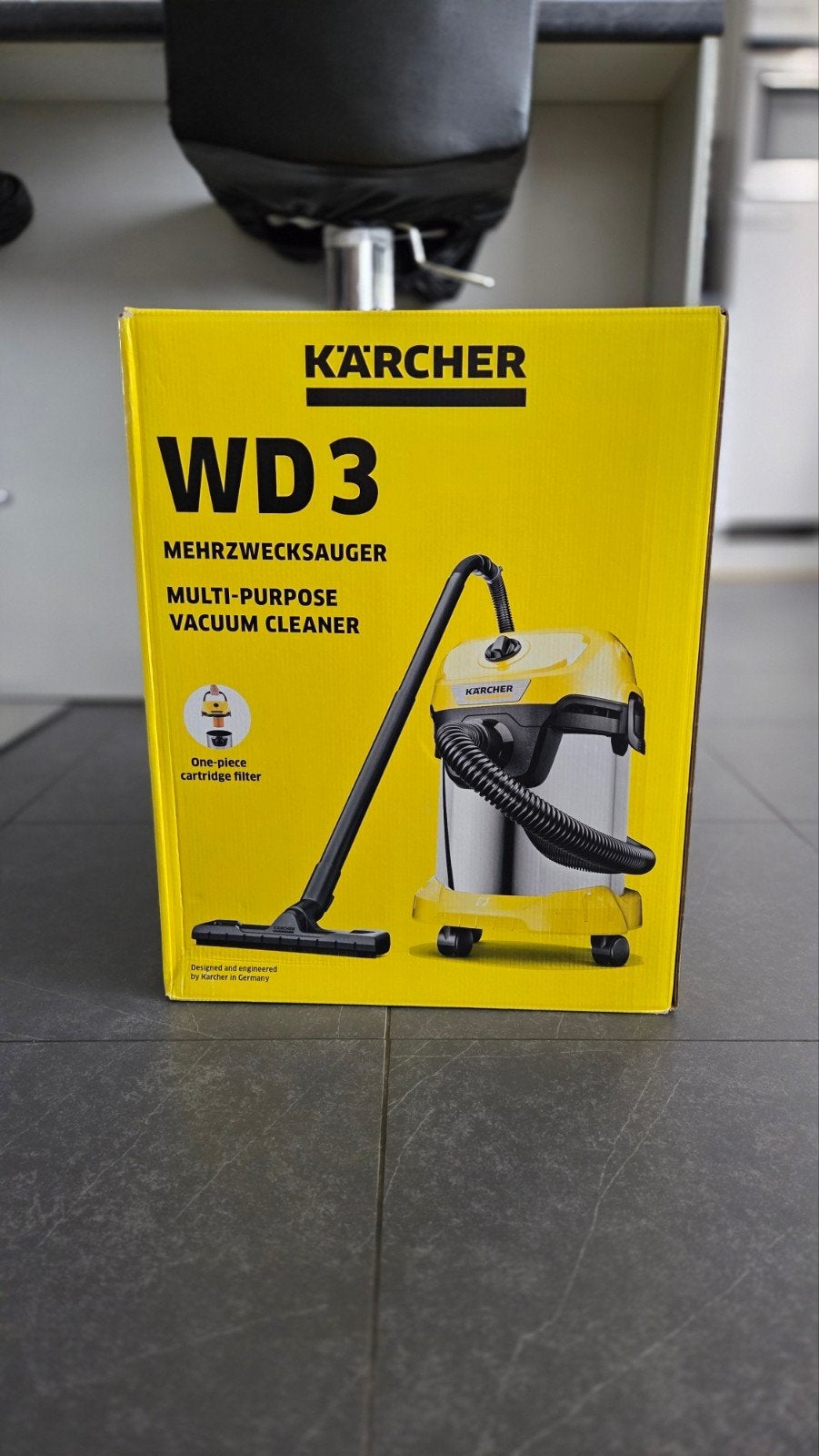Kärcher alleszuiger WD3 Stainless Steel 19L - nieuw, Doe-het-zelf en Bouw, Ophalen, Nieuw, Waterstofzuiger