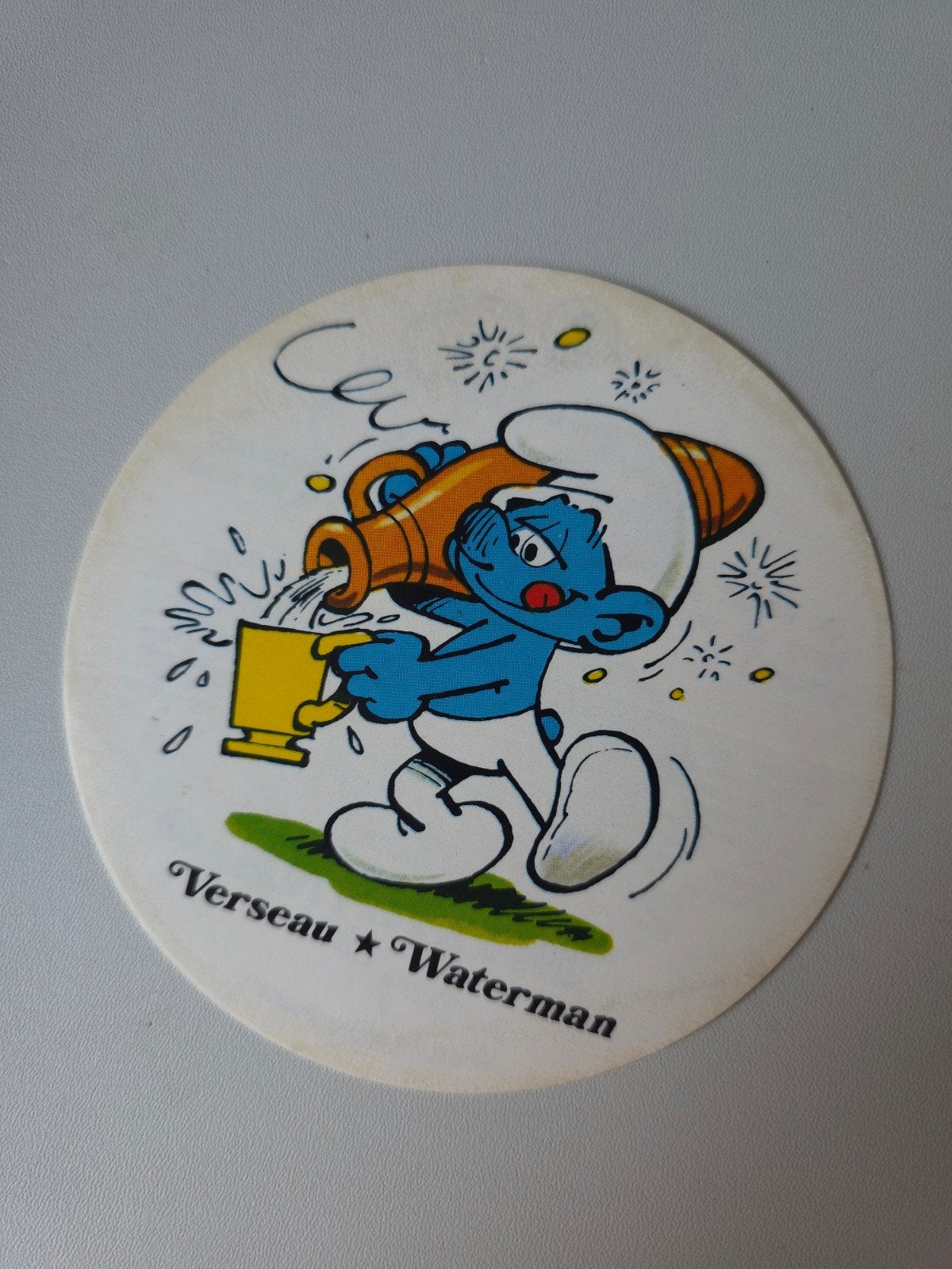 Autocollant Schtroumpf Verseau Milkana, Verzamelen, Smurfen, Verzenden, Zo goed als nieuw, Overige Smurfen, Overige typen