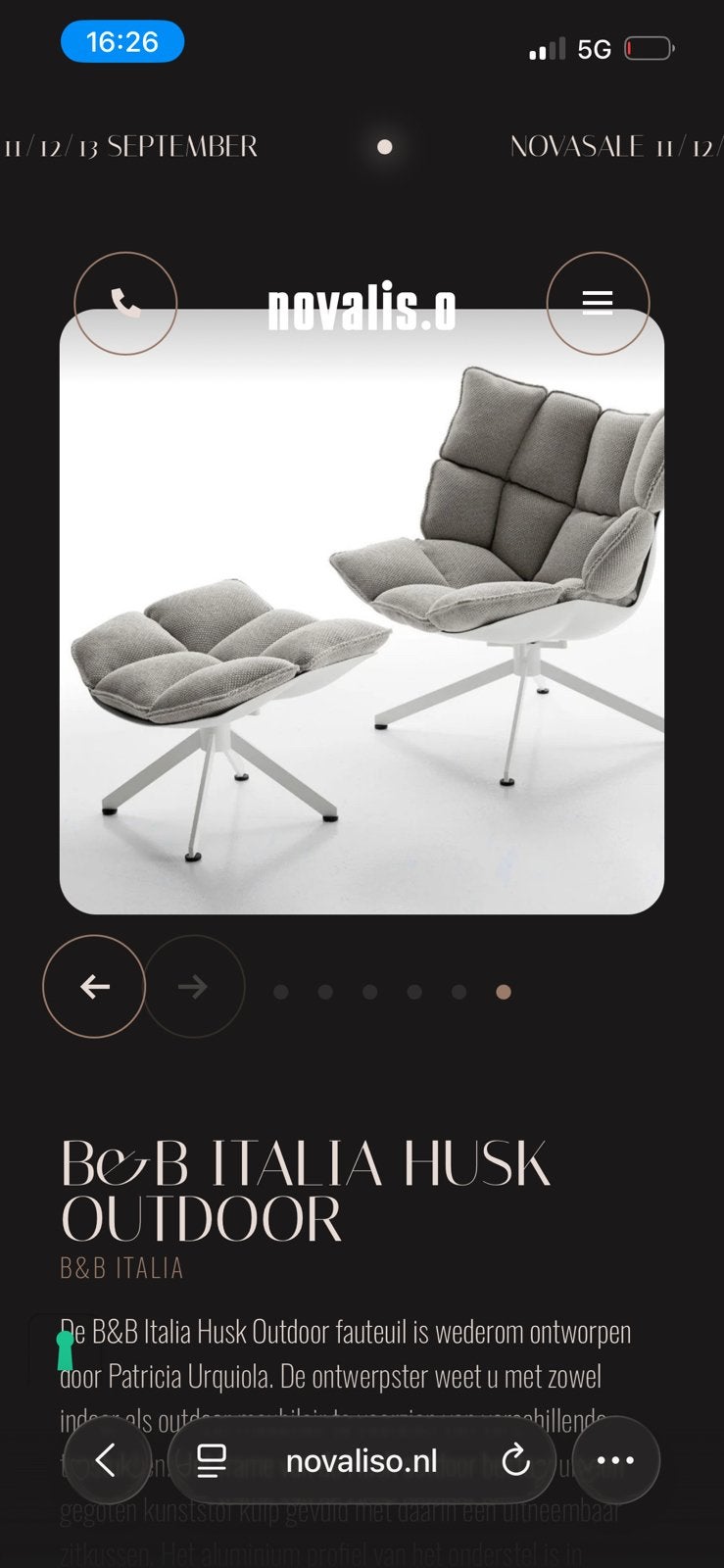 1: B&B Italia Husk Outdoor Set Husk fauteuil VM82 Husk poef, Ophalen, Zo goed als nieuw
