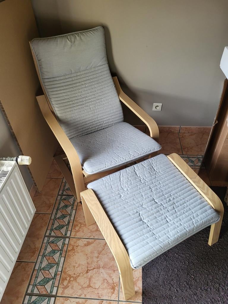 Fauteuil en voetenbank (POÄNG) IKEA, Tuin en Terras, Ligbedden, Ophalen