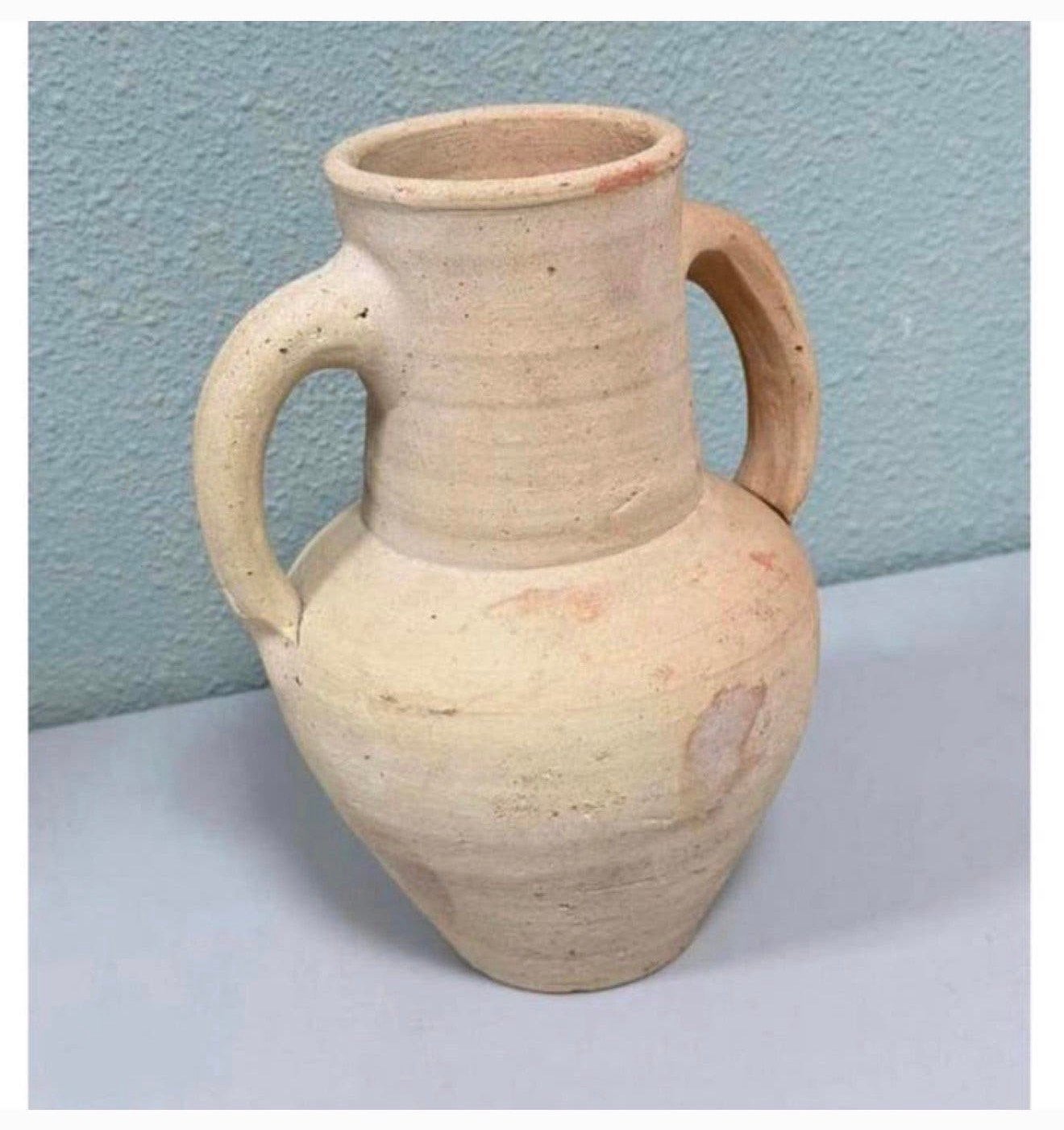 Terracotta vaas met 2 handvatten Amfoor 25cm Antiek antieke, Ophalen of Verzenden