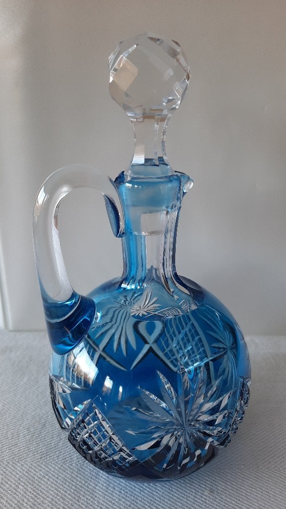 Karaf kobaltblauw - Val Saint Lambert - 22 cm, Antiek en Kunst, Ophalen