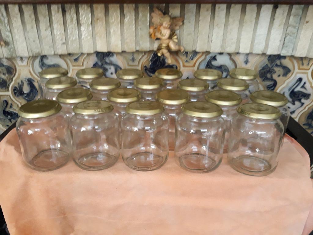 Glazen bokalen met gouden schroefdeksel 55 cl  4-10 of 20 st, Ophalen, Zo goed als nieuw, Overige typen