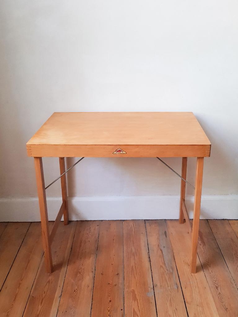 Table vintage pliable - CAMPLI - en bois de hêtre, Caravanes & Camping, Meubles de camping, Comme neuf, Table de camping, Enlèvement ou Envoi
