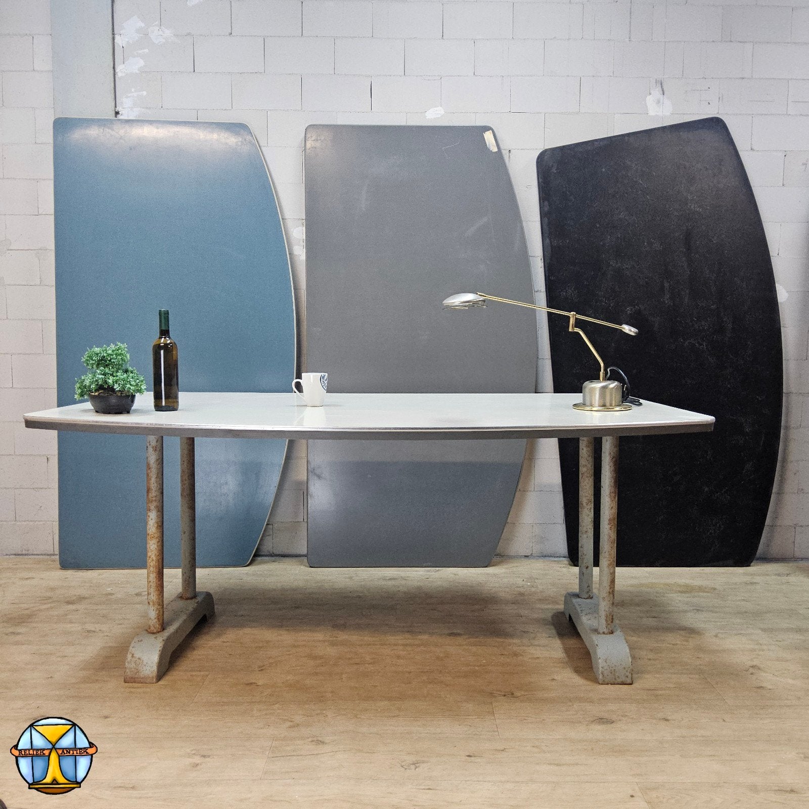 Tables/plateaux de table industriels vintage (années 50) (st, Maison & Meubles, 190 cm, Autres types, Enlèvement ou Envoi, 100 cm