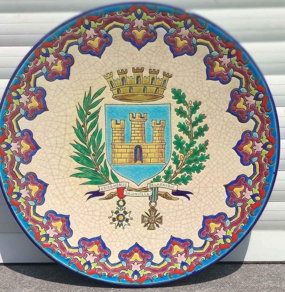 plat en longwy blason, Antiek en Kunst, Antiek | Keramiek en Aardewerk, Ophalen of Verzenden