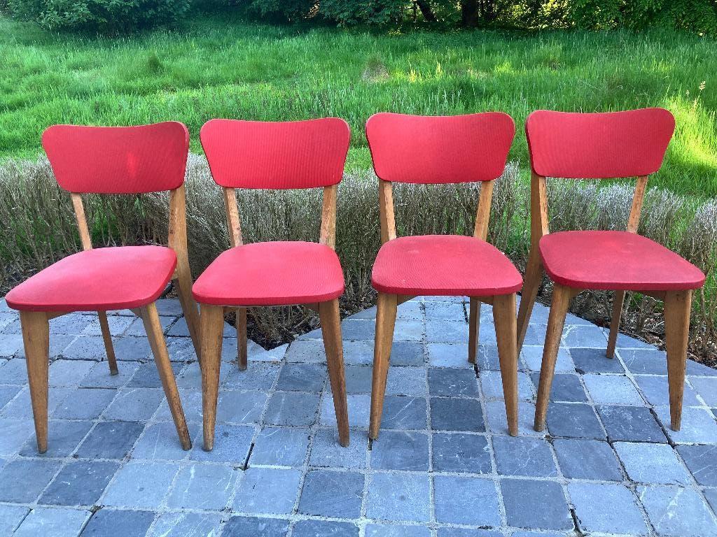 Vintage stoelen, Gebruikt, Vintage, Vier, Rood