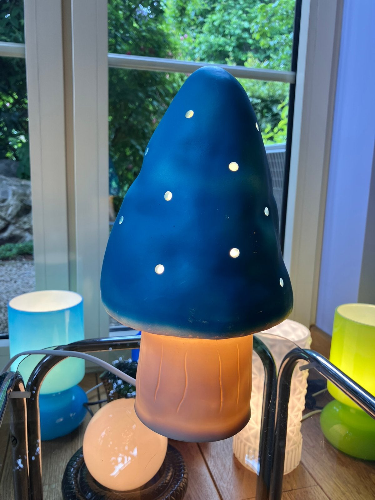 Vintage Heico paddenstoel sfeerlamp (blauw), Ophalen