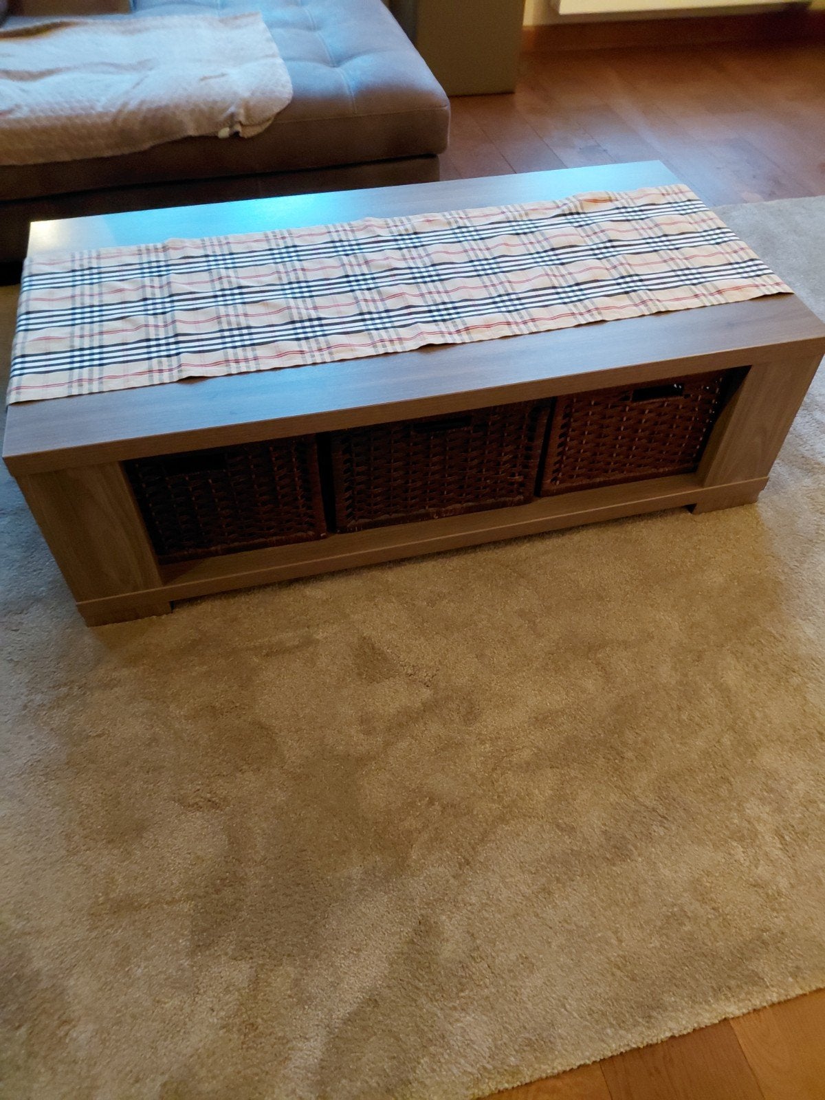 Table de salon avec 6 paniers incl à vendre, Maison & Meubles, 100 à 150 cm, Landelijk modern, Comme neuf, Enlèvement
