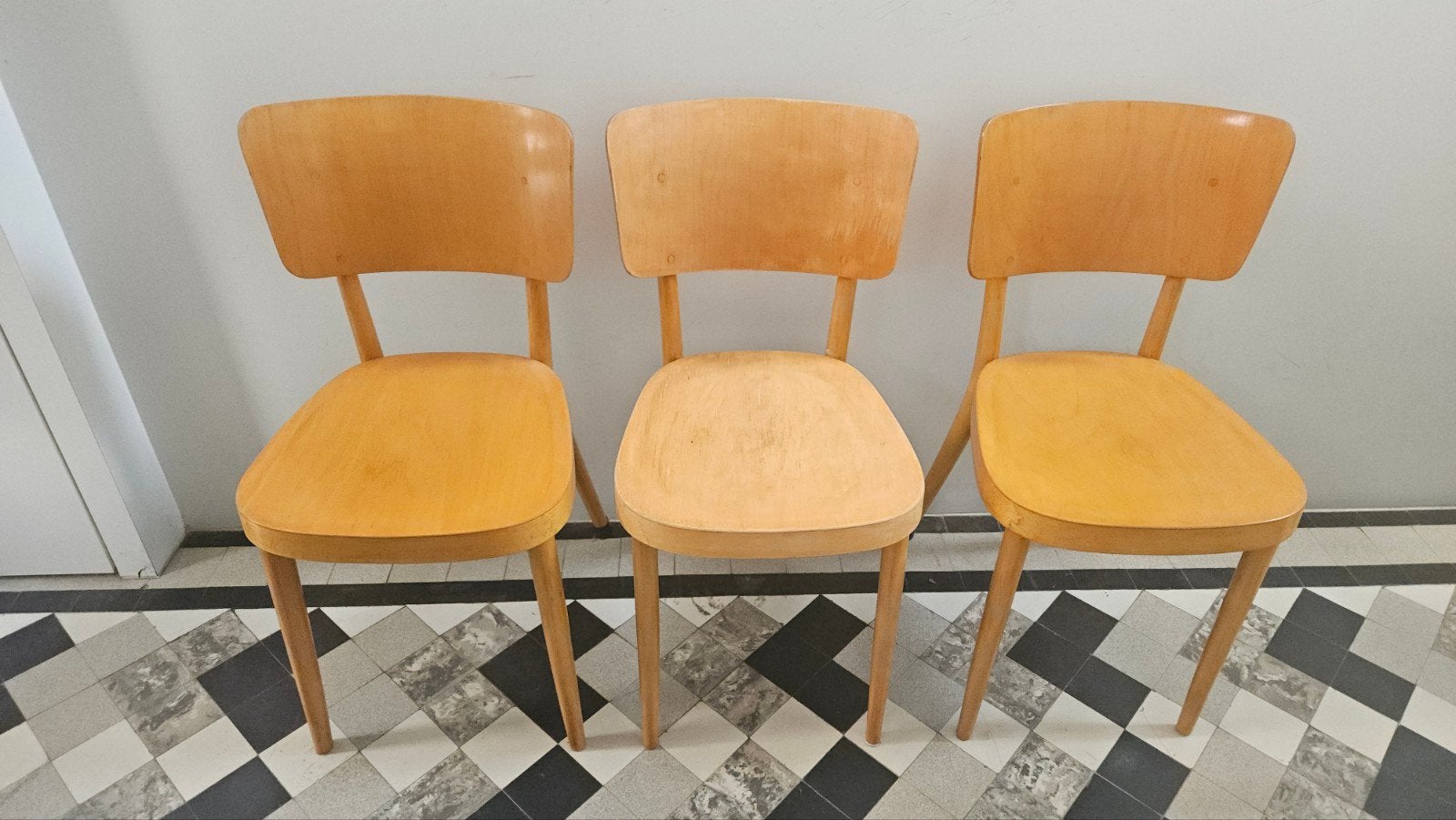 Thonet stijl vintage stoelen, Maison & Meubles, Trois, Vintage, Brun, Enlèvement
