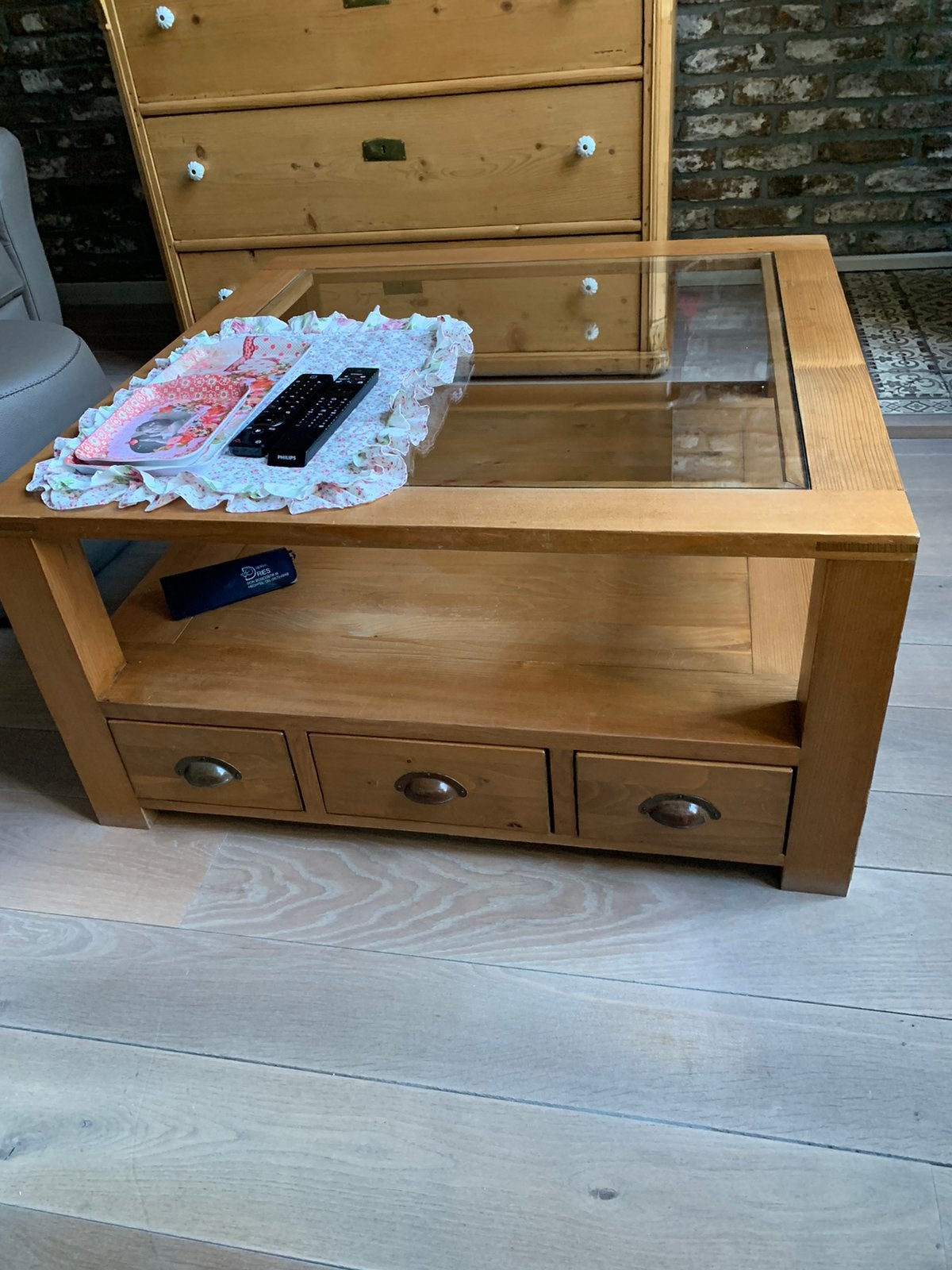 Salontafel, Huis en Inrichting, Tafels | Salontafels, Ophalen, Gebruikt, 50 tot 100 cm, Vierkant
