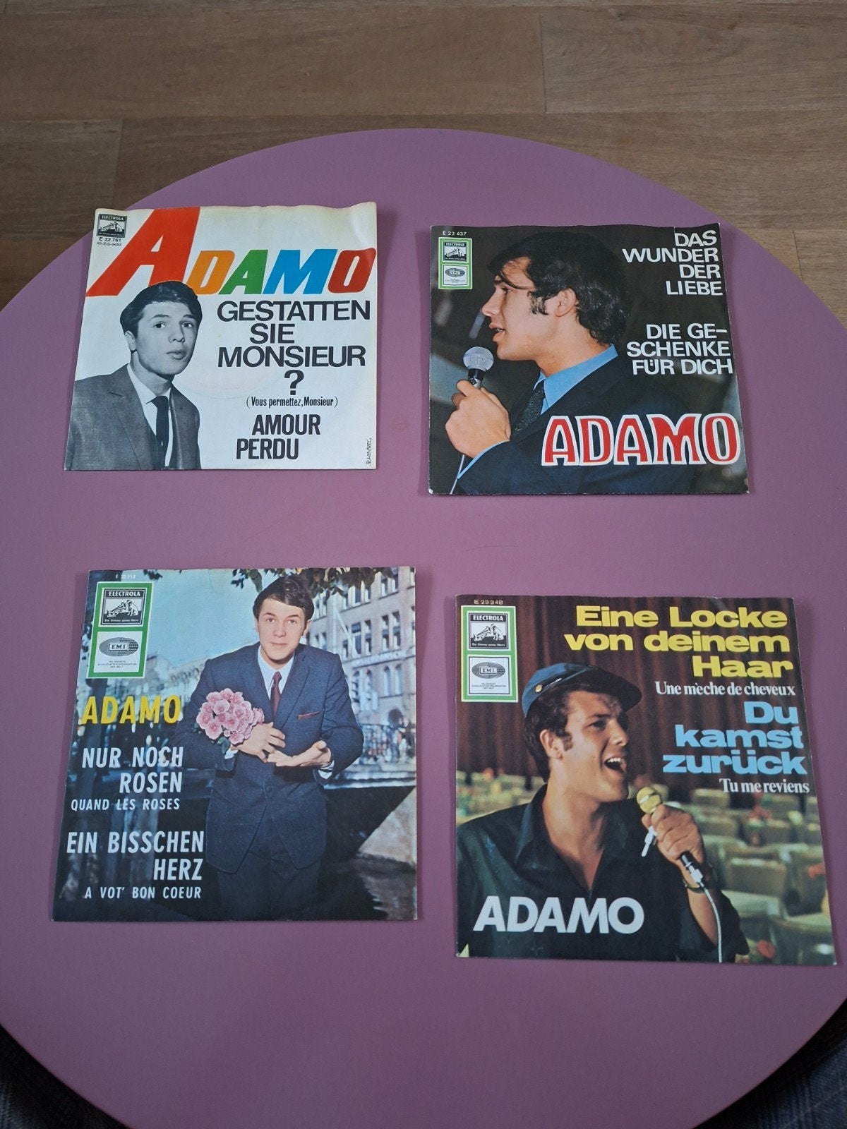 Vinyle - Adamo : lot de 4 singles allemands, NM-, Enlèvement ou Envoi, 7 inch, Autres genres, Utilisé