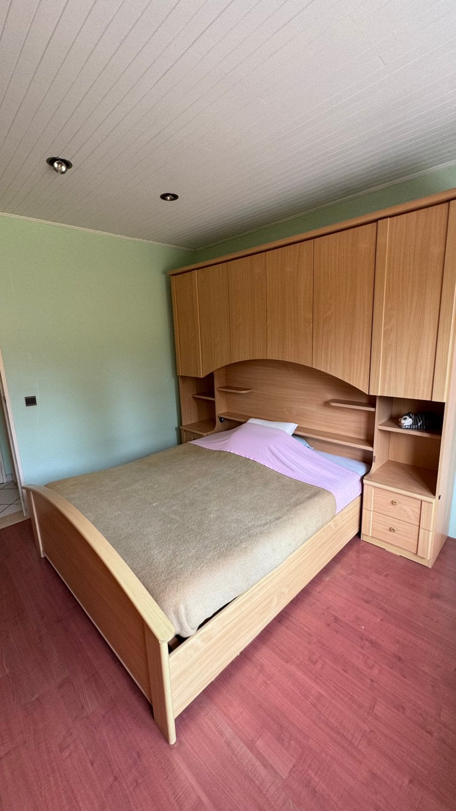 Slaapkamer dubbel bed + 5 deurs kleerkast, Ophalen, Gebruikt, Tweepersoons