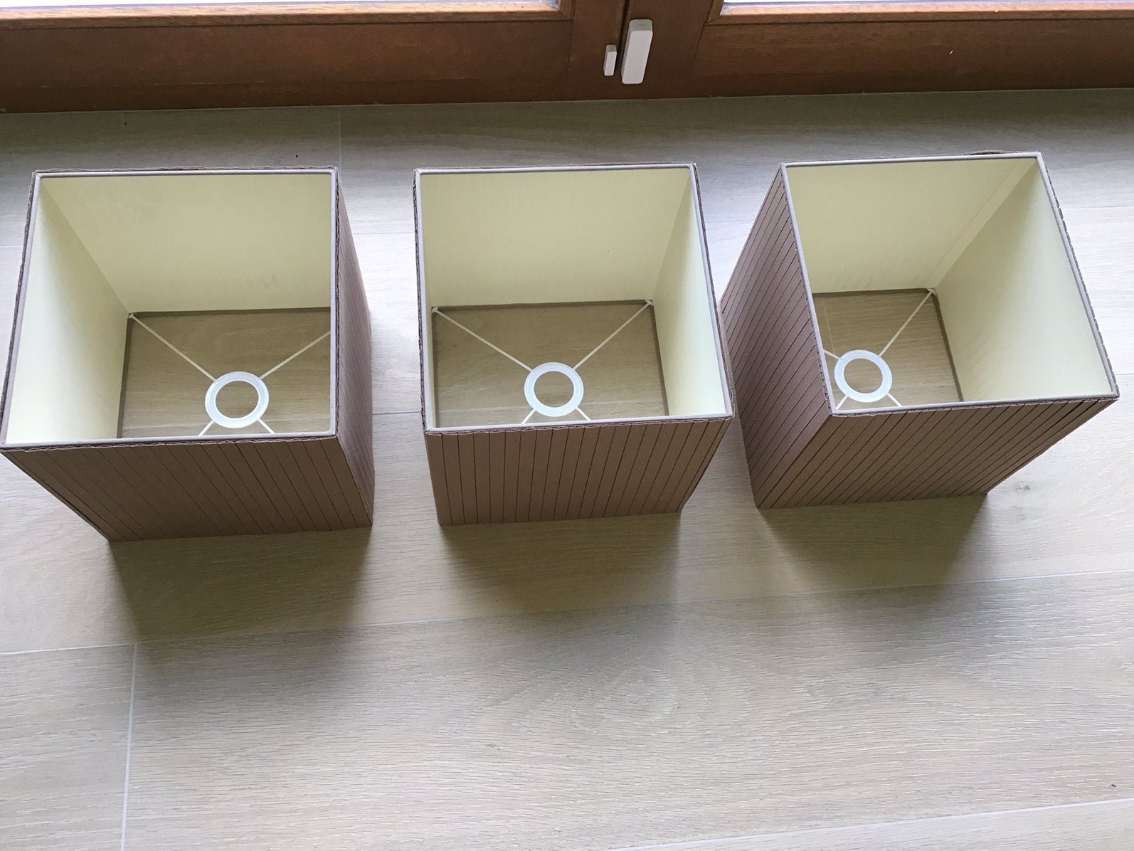 Set van 3 lampenkappen, Ophalen, Bruin, Vierkant, Zo goed als nieuw