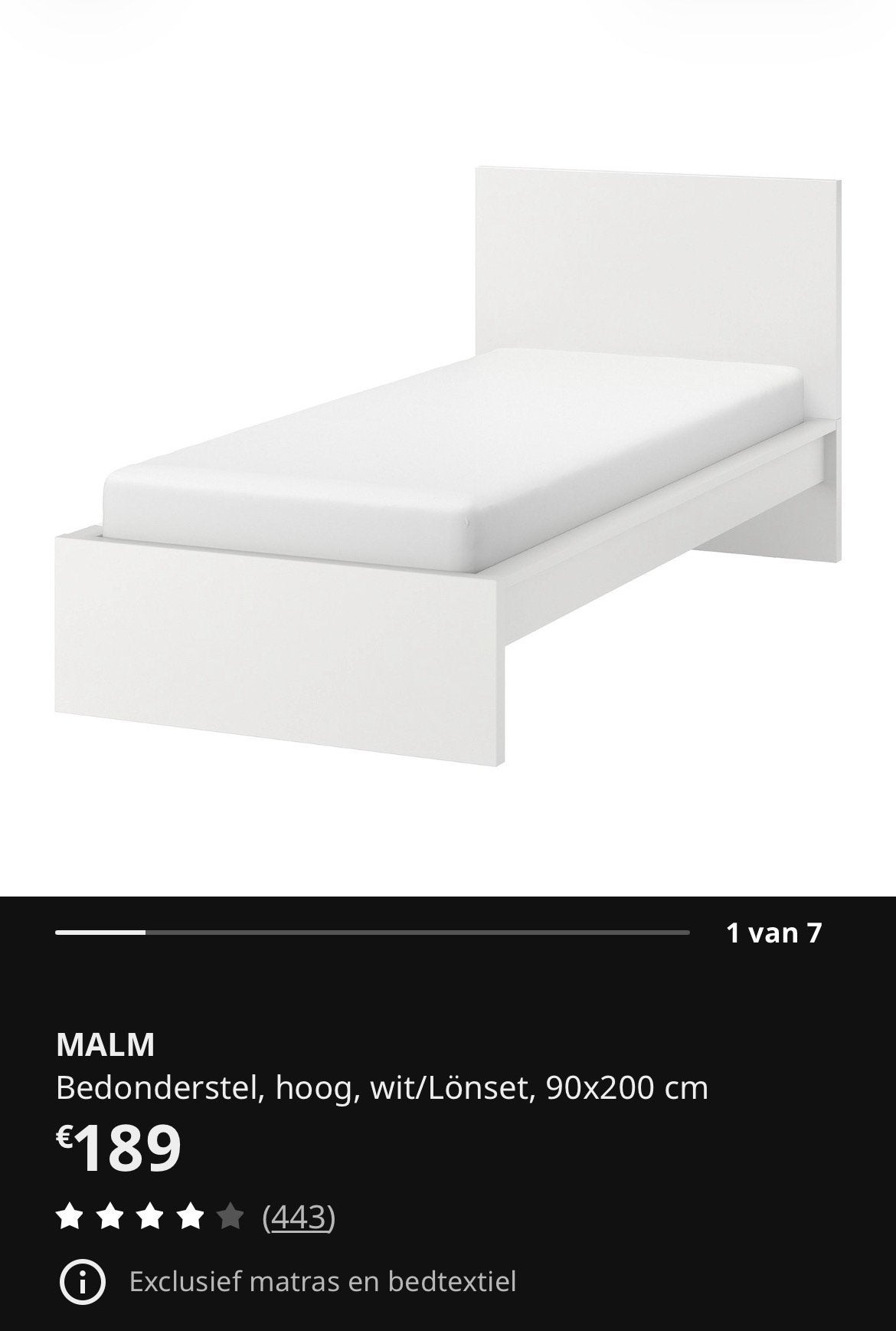 Ikea Malm bed 90 x 200 cm, Enlèvement, Comme neuf, 200 cm