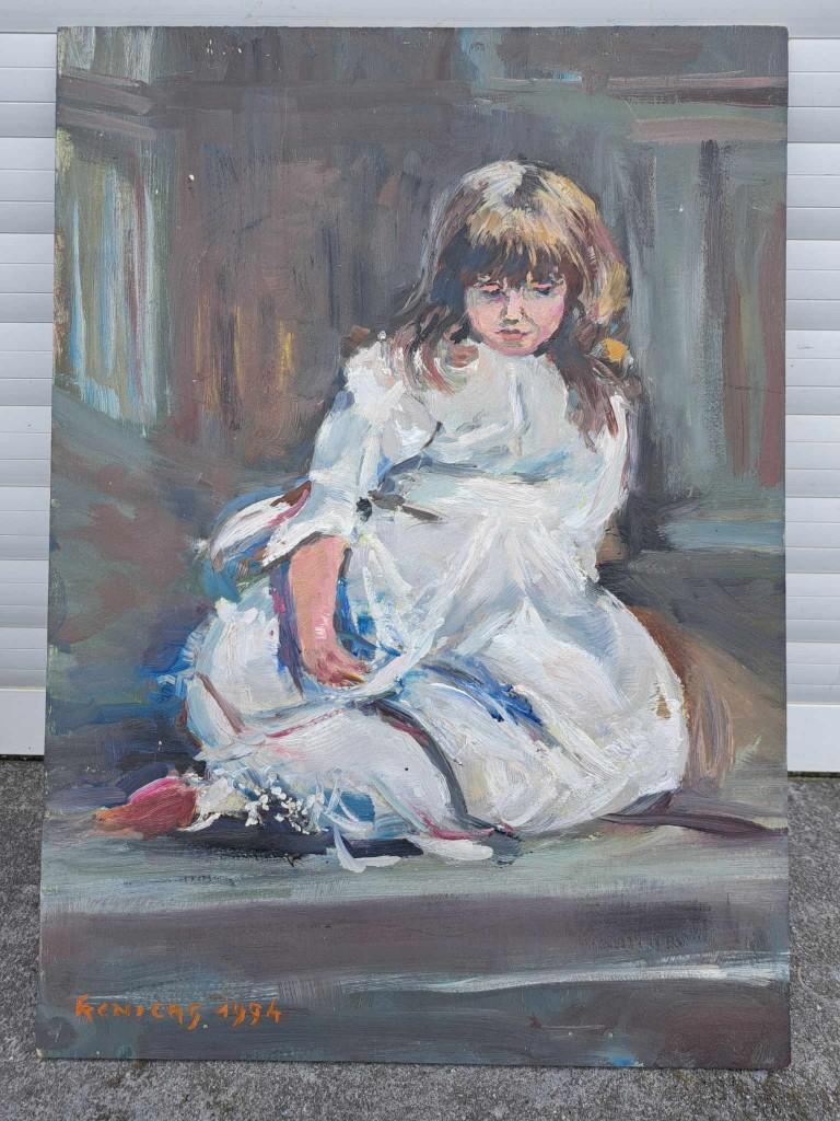 Huile sur panneau jeune fille signe Tony reniers, Antiquités & Art, Enlèvement ou Envoi