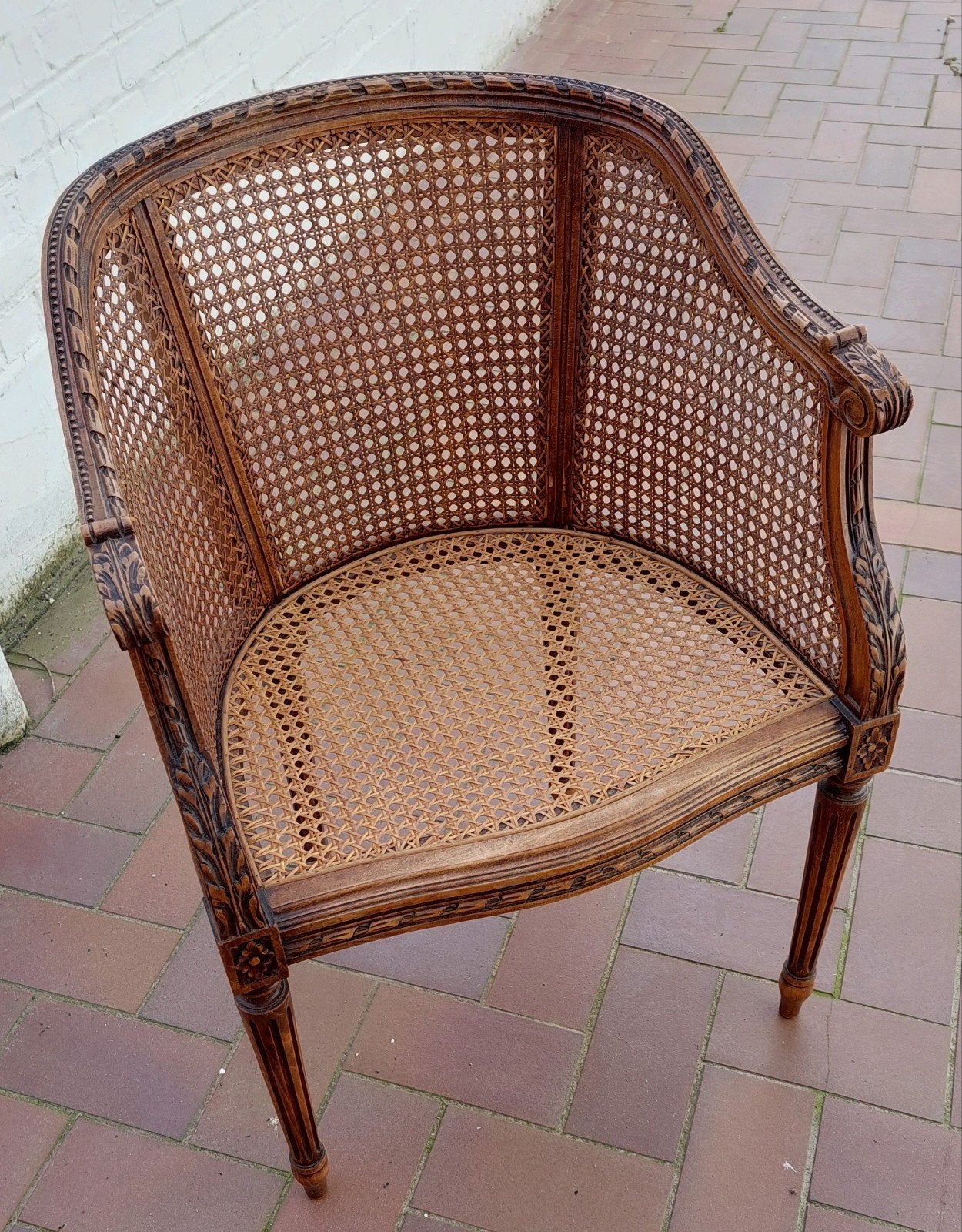 Chaise de bureau ancienne en osier, Brun, Enlèvement, Utilisé, Bois