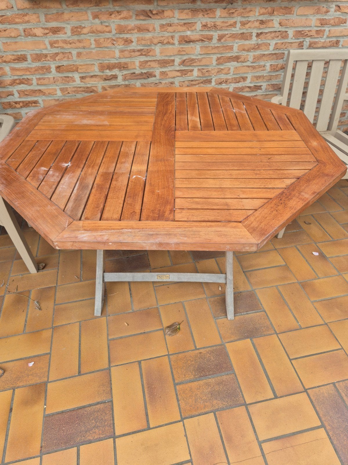 hardhouten tuintafel, Tuin en Terras, Ophalen, Gebruikt, Rond, Hout