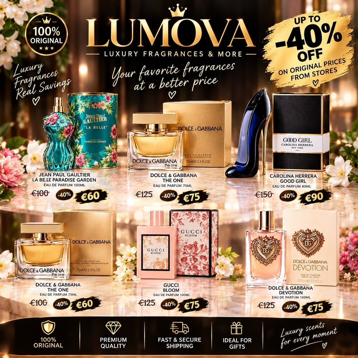 Parfums de luxe LUMOVA — Jusqu'à 40 % de réduction !, Enlèvement ou Envoi