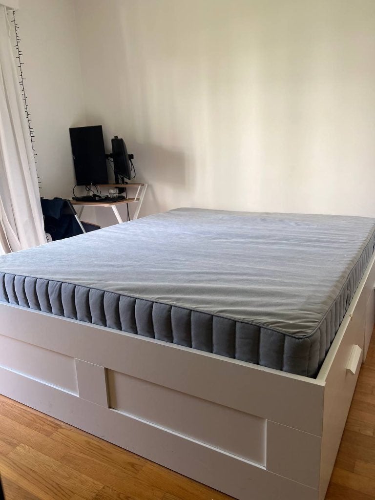 Lit BRIMNES IKEA with mattress – 160x200 cm, Maison & Meubles, Comme neuf, Enlèvement, Sommier, 200 cm