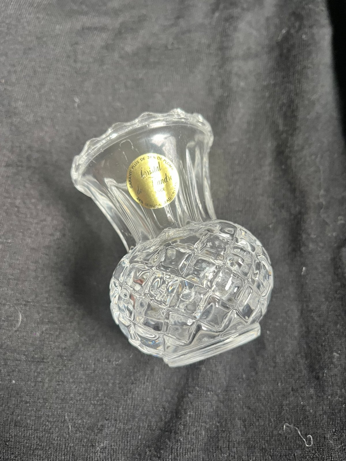 : Petit vase soliflore vintage en cristal taillé -de Flandre, Antiquités & Art, Enlèvement ou Envoi