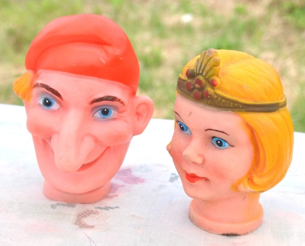 2 têtes de marionnette vintage, Enlèvement ou Envoi