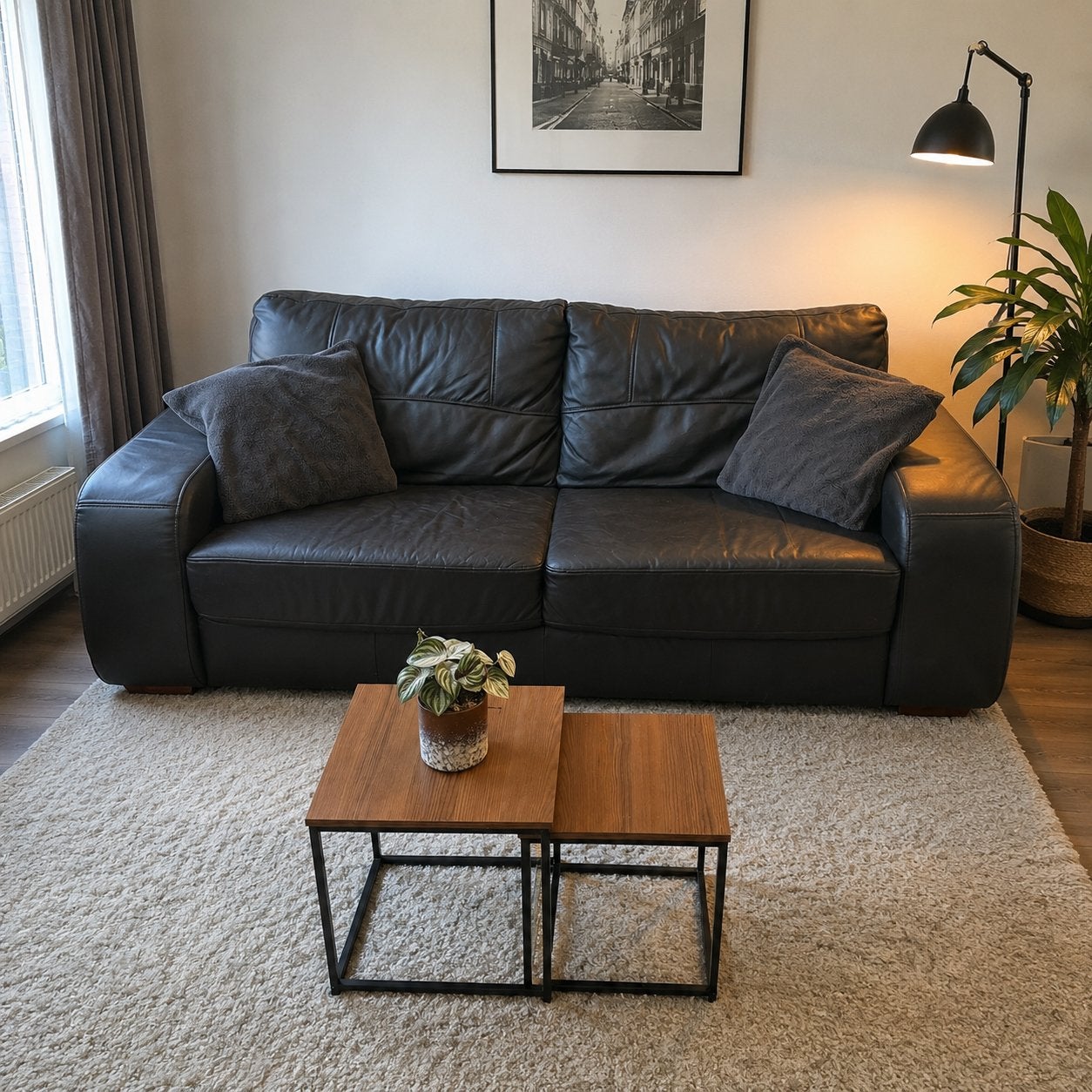 Chaise en cuir noir 200 cm, livraison gratuite, Enlèvement, Utilisé