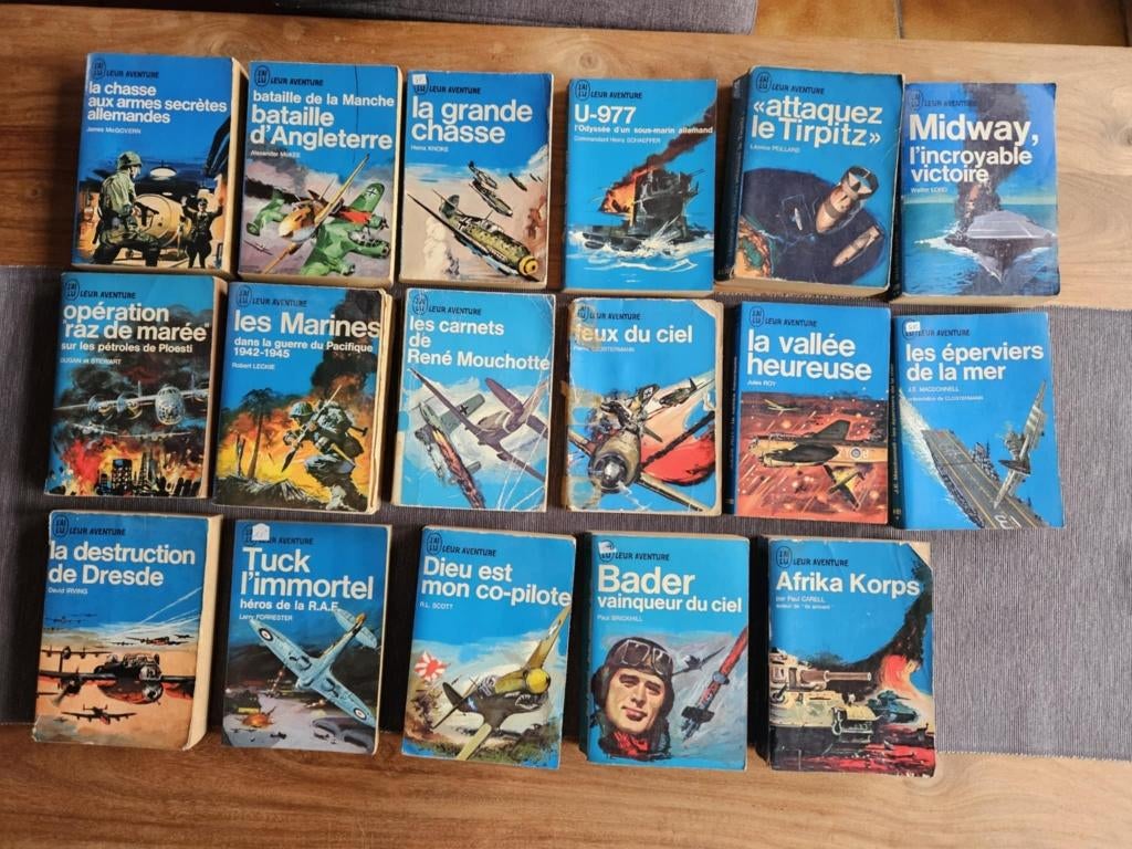 Lot 17 anciens livres J'ai Lu aventure, Enlèvement ou Envoi, Deuxième Guerre mondiale, Utilisé