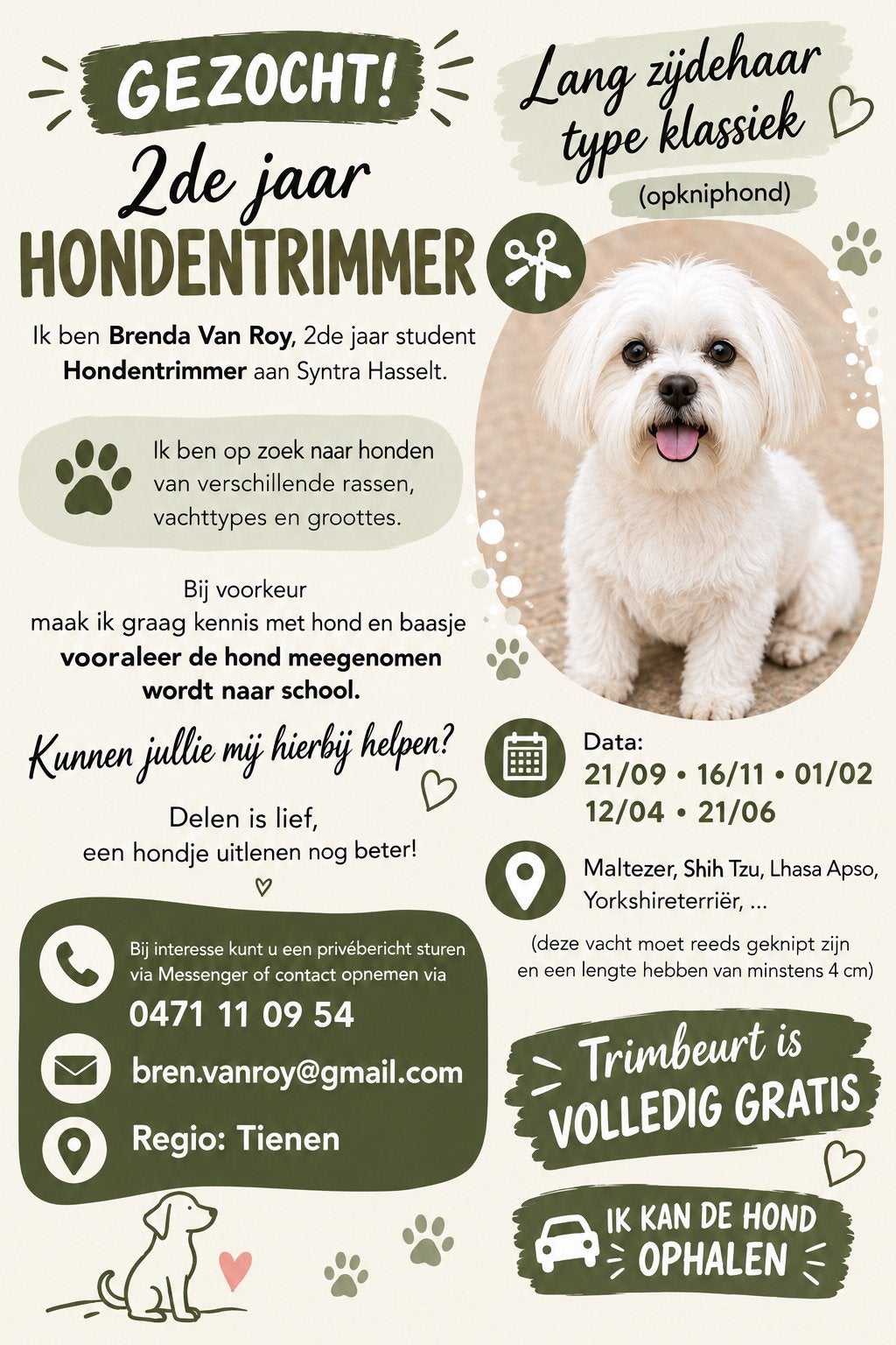 Gratis trimbeurt voor Maltezer of Yorkie’s!!, Animaux & Accessoires, Janvier, Plusieurs animaux