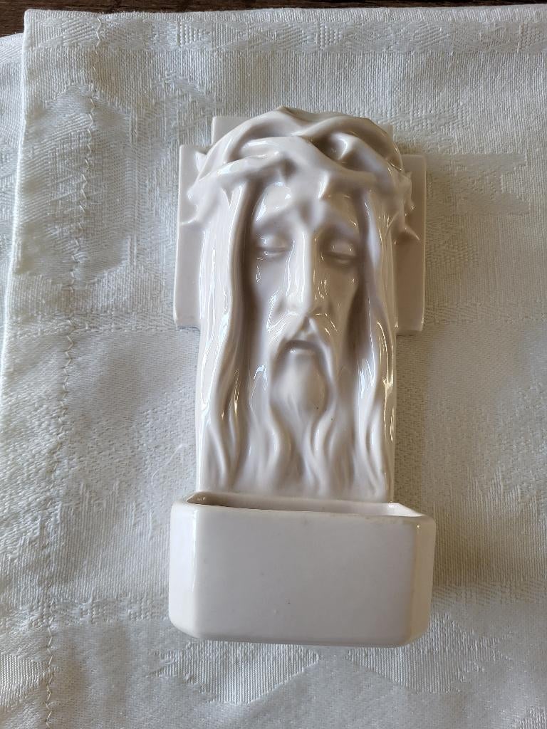 Porseleinen wijwaterbakje van hoofd Jezus, Ophalen of Verzenden