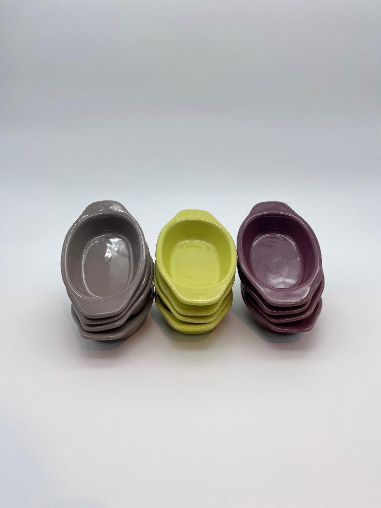 Set van 12 keramische ramekins/mini-gratin schaaltjes, Huis en Inrichting, Ophalen, Keramiek, Zo goed als nieuw, Kom(men)