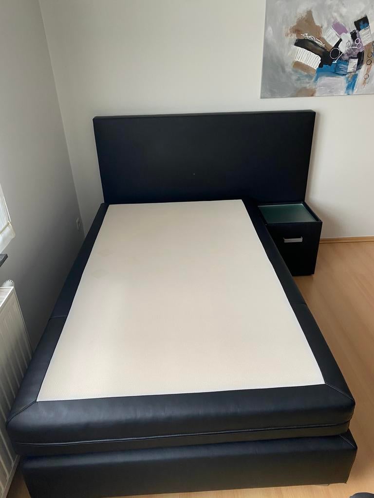 Lit boxspring avec table de chevet, Enlèvement, 120 cm, 200 cm, Noir