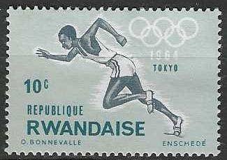 Rwanda 1964 - Yvert 76 - Zomerspelen in Tokio - 10 c. (PF), Verzenden, Postfris