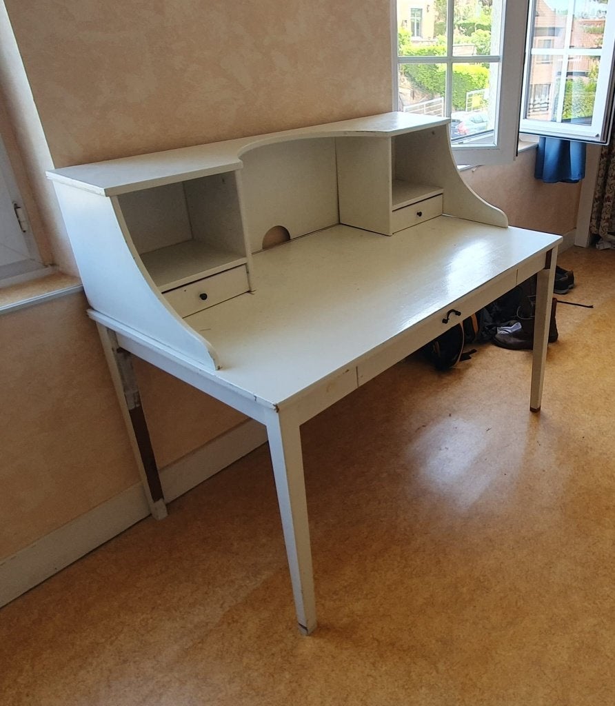Bureau en bois peint blanc, Maison & Meubles, Bureaux, Enlèvement, Blanc, Bois