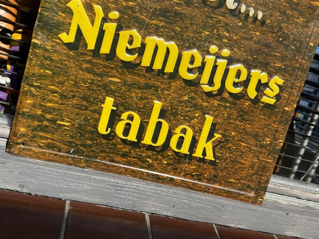 Niemijers tabak oud origineel reclamebord, Ophalen of Verzenden, Gebruikt, Reclamebord