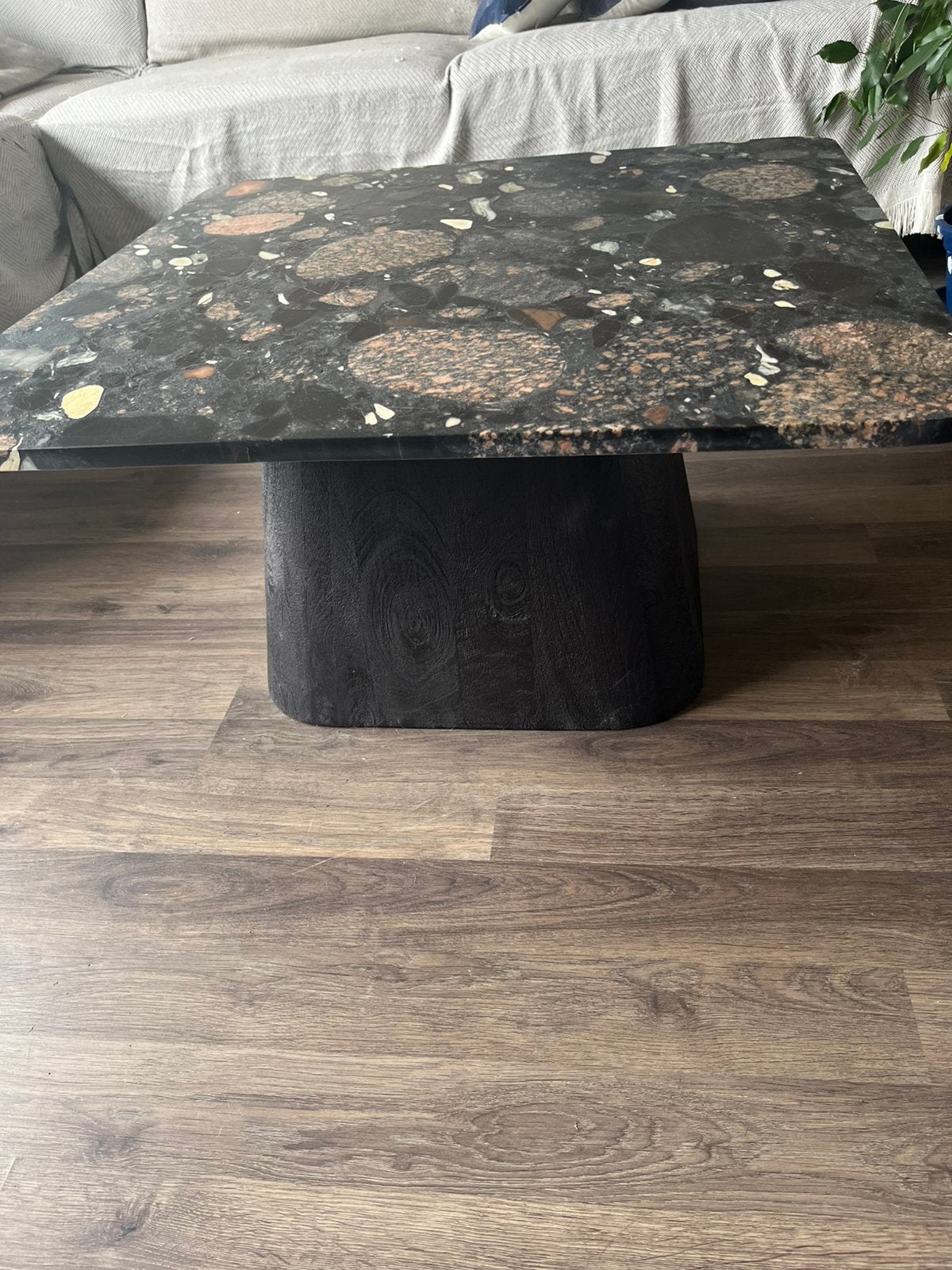 Table basse en pierre et bois Maison du Monde, 50 à 100 cm, Carré, Enlèvement, Utilisé