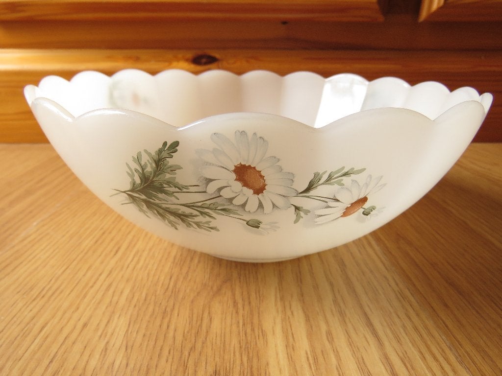 vintage arcopal saladier avec motifs marguerites, Enlèvement ou Envoi, Utilisé, Autres matériaux, Récipient(s)