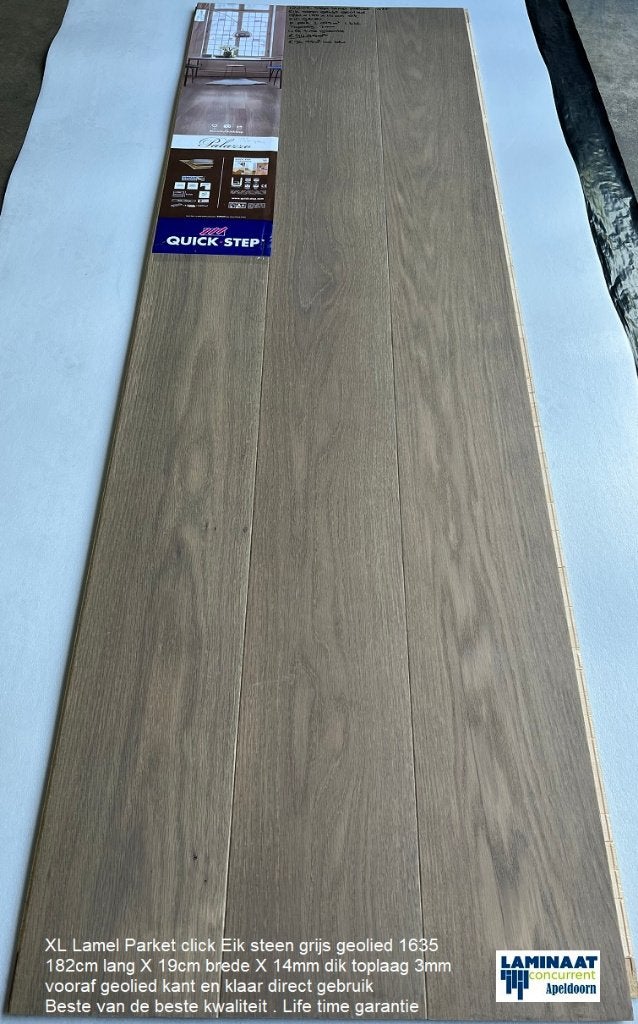103,5m2 Lamel Parket 14mm dik Eik steen Grijs 50pak = €3095, Maison & Meubles, Ameublement | Revêtements de sol, Neuf, Parquet
