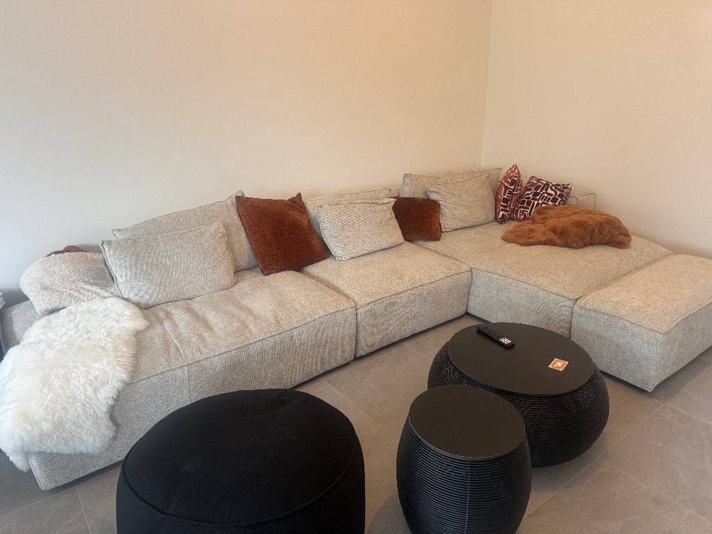 Mooie beige hoeksalon, Ophalen, Hout, Overige maten, 300 cm of meer