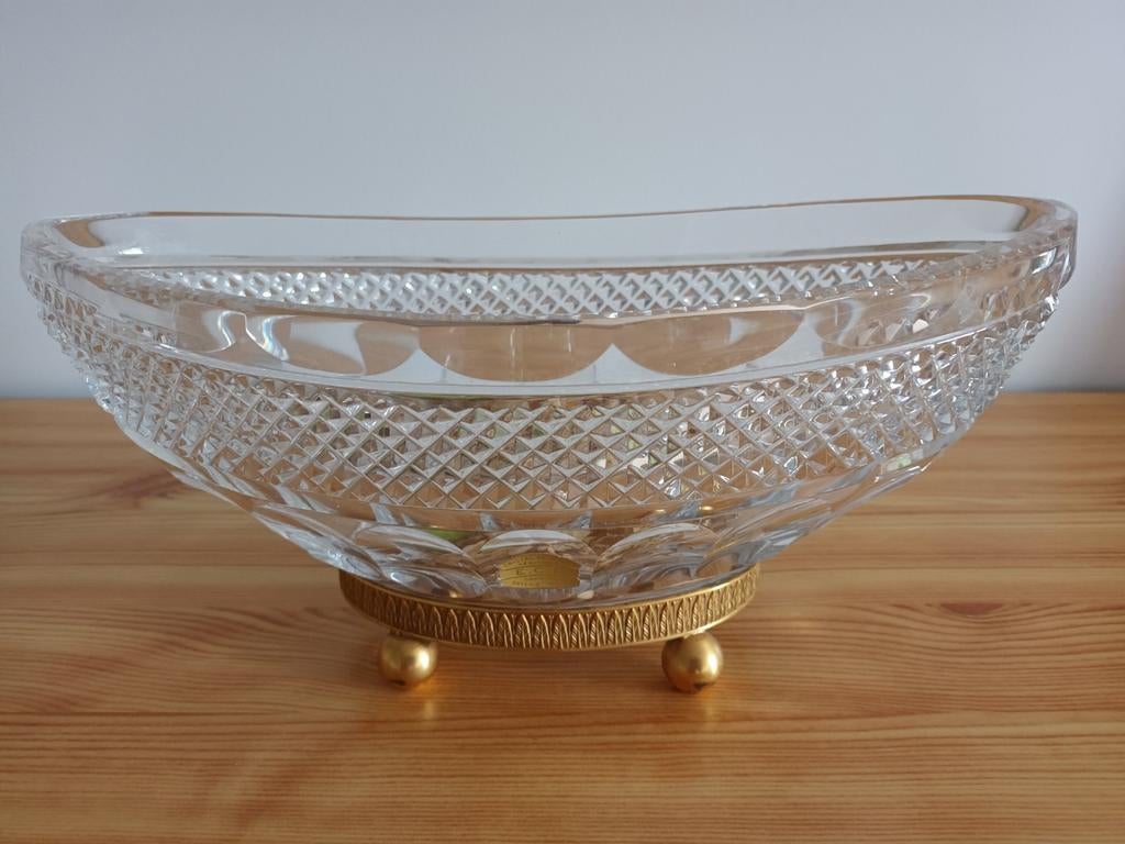 Bol en cristal blanc avec pied en métal doré, Enlèvement