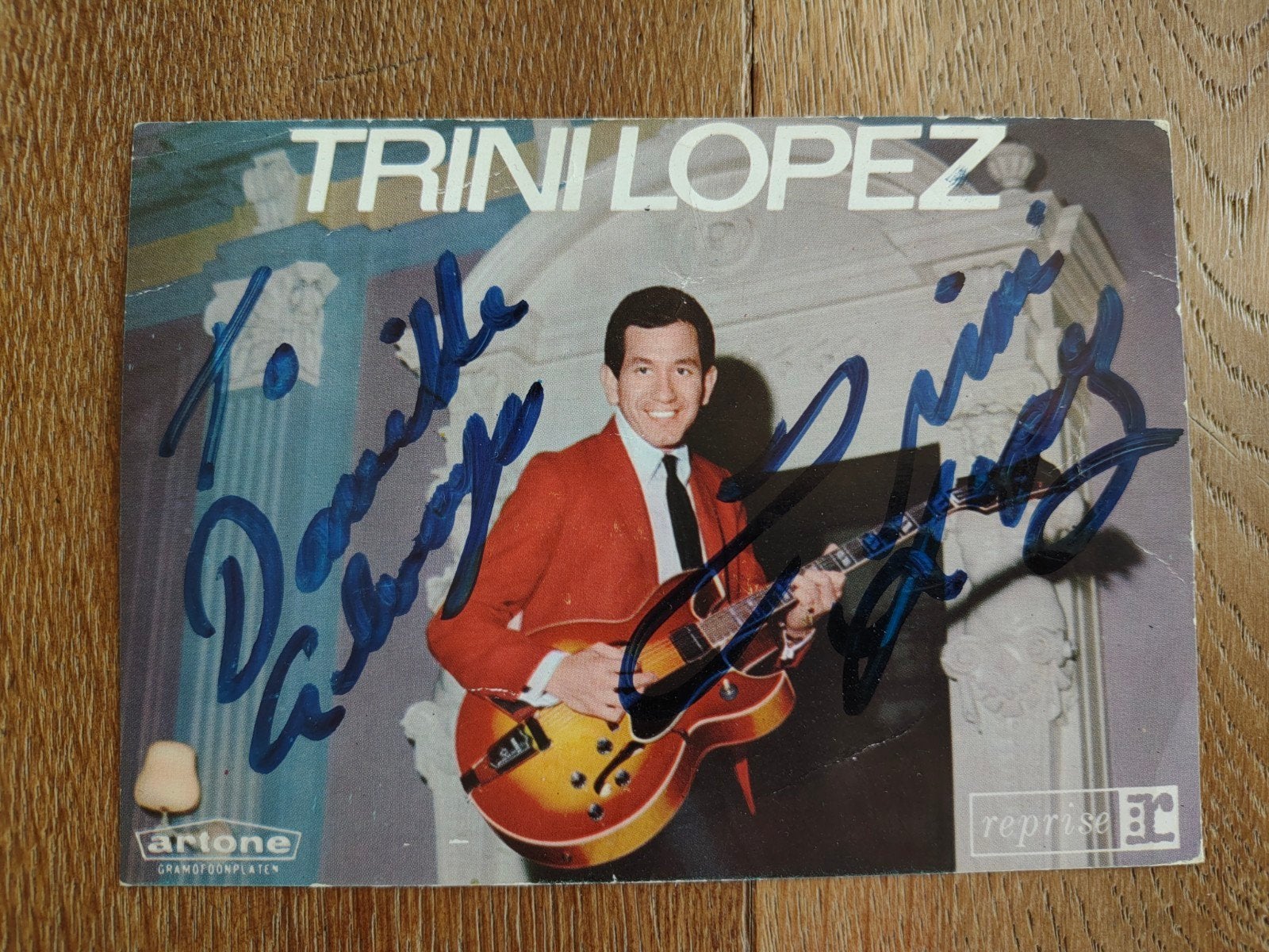 gesigneerde kaart Trini Lopez jaren 60, Enlèvement ou Envoi, Signé