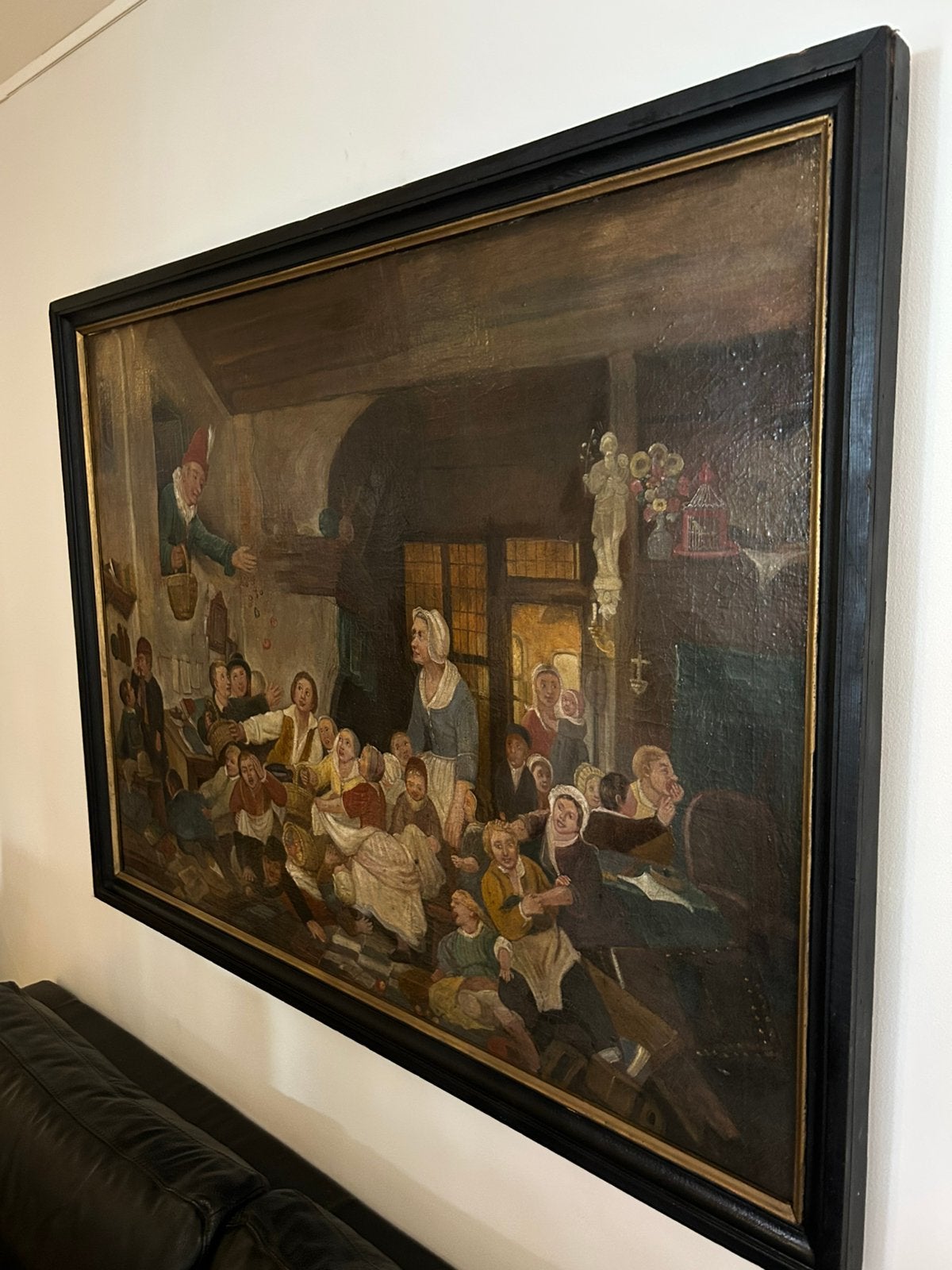19e eeuws schilderij naar een werk Ferdinand de braekeleer, Ophalen
