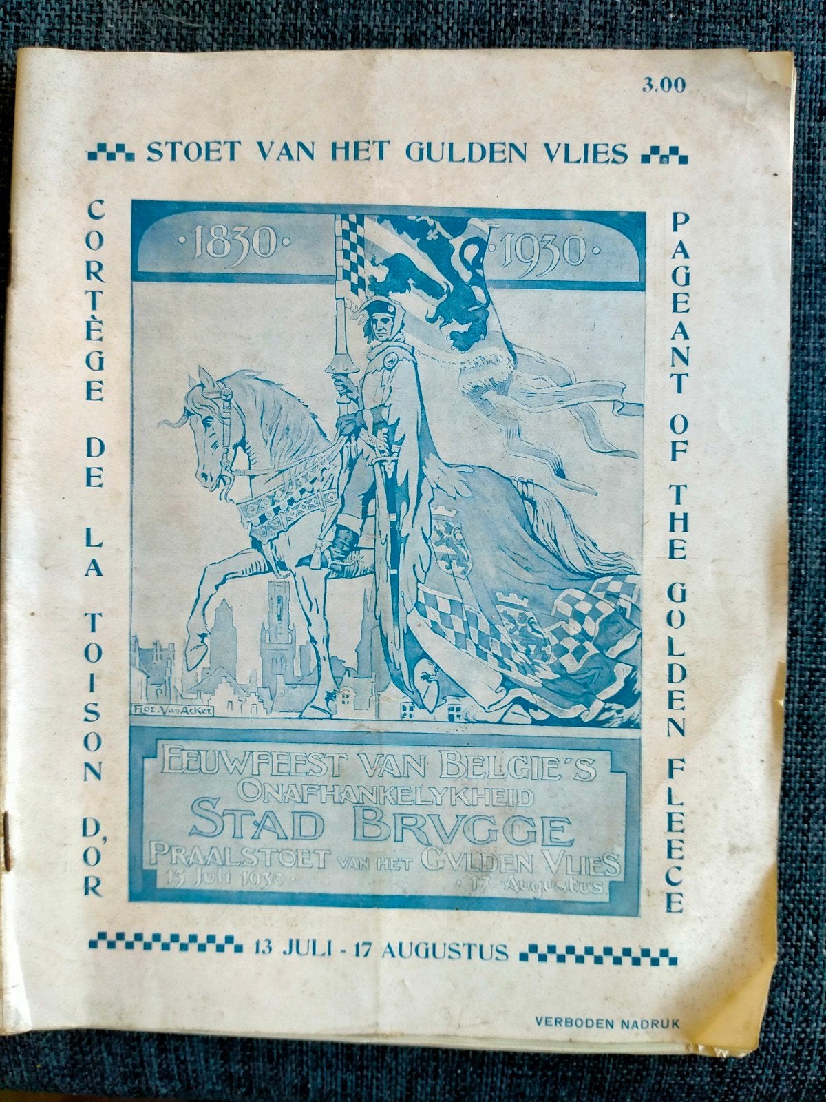 Programma gulden vlies Brugge  1930, Ophalen of Verzenden