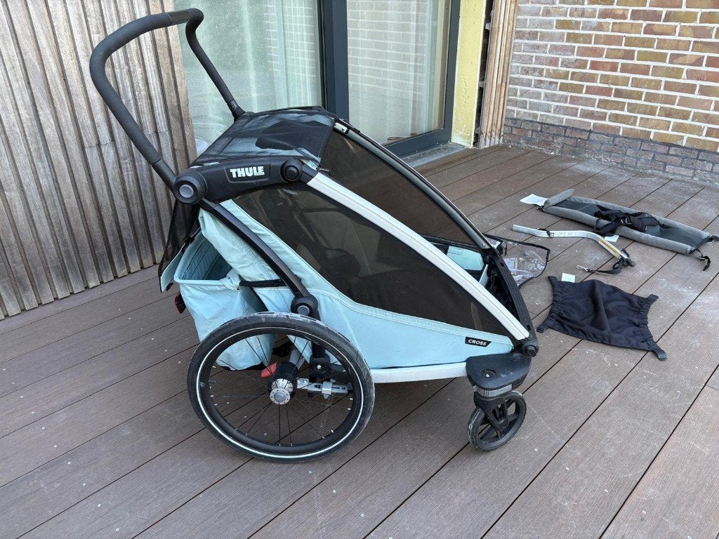 Fietskar Thule Cross 2 double, Fietsen en Brommers, Fietsaccessoires | Aanhangwagens en Karren, Ophalen, Gebruikt, Opvouwbaar